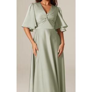 AW BRIDAL SZ 4 S sage green Elinore wedding cocktail party maxi dress NEW B122